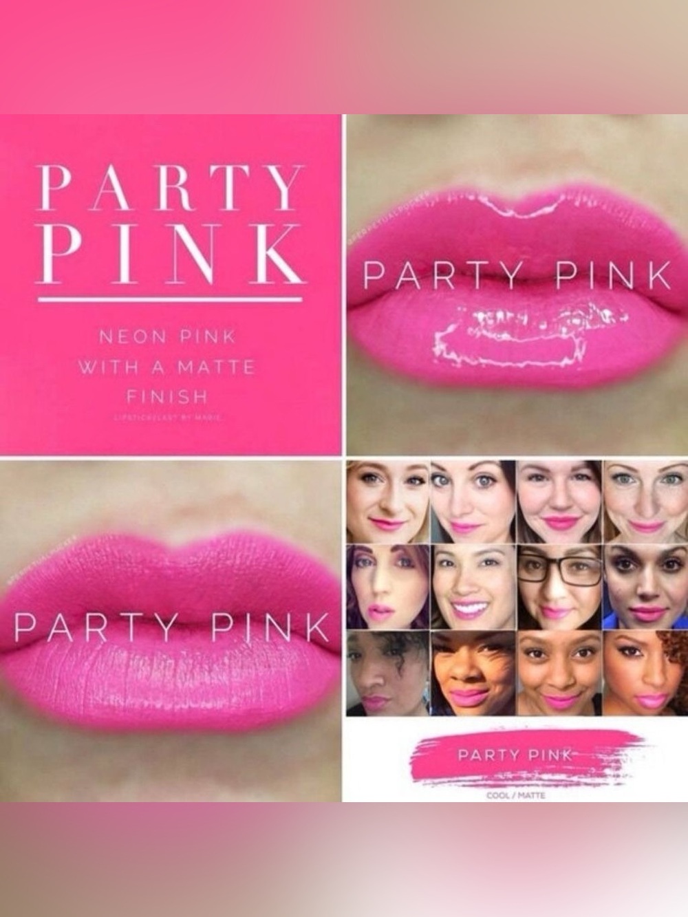 LipSense Party Pink Neon Matte Lipstick - Vivid Hot Pink Shade